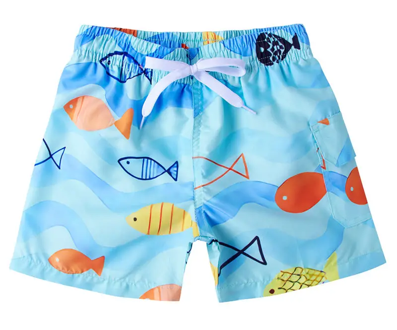 Летние плавки для Мальчиков пляжные шорты для плавания с рисунком рыбки и акулы купальный костюм для детей, одежда для купания, штаны для мальчиков Возраст 4, 6, От 8 до 10 лет - Цвет: ZLST0024