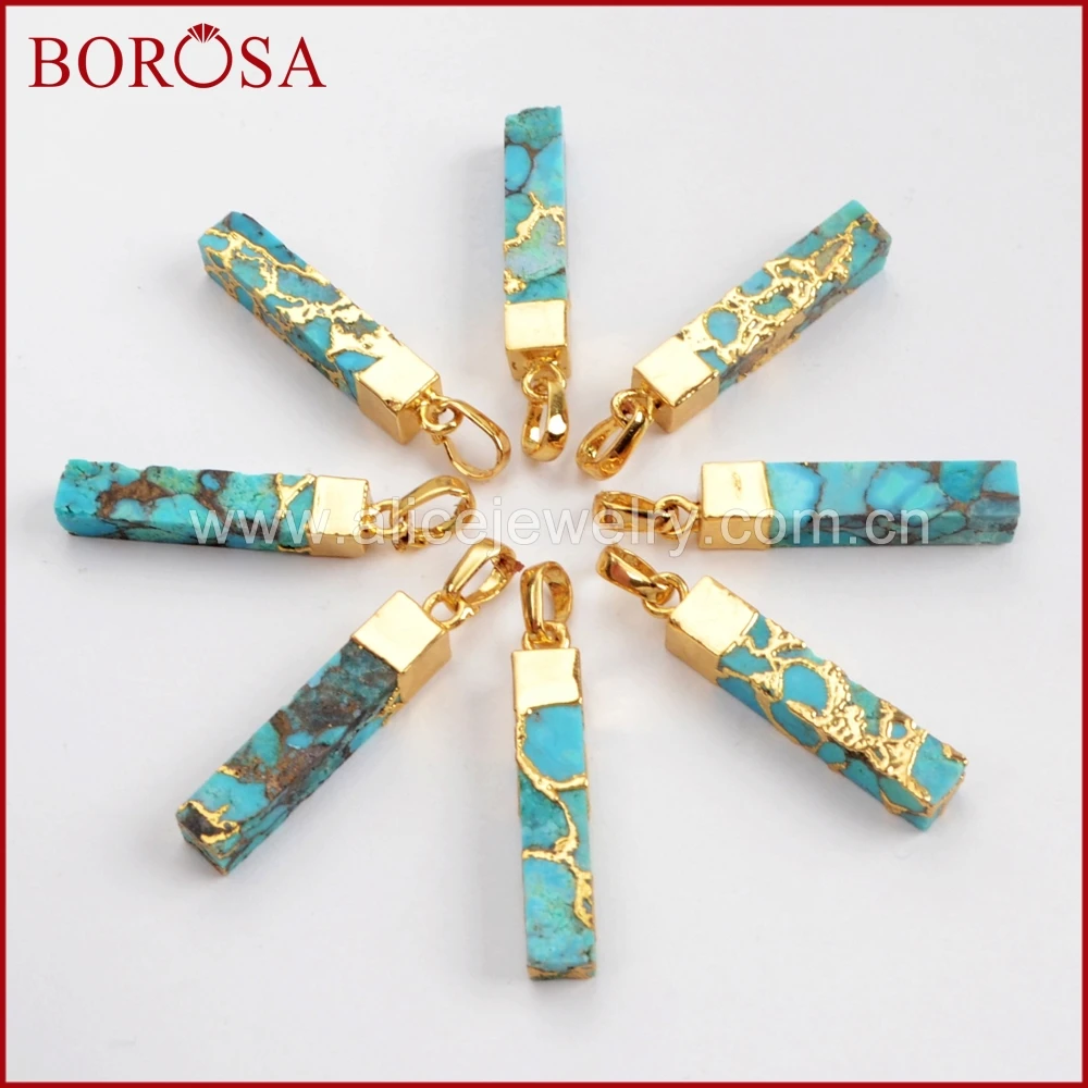 BOROSA 5/10 шт Золотой Цвет Медь натуральная бирюза кулон натуральный голубой камень