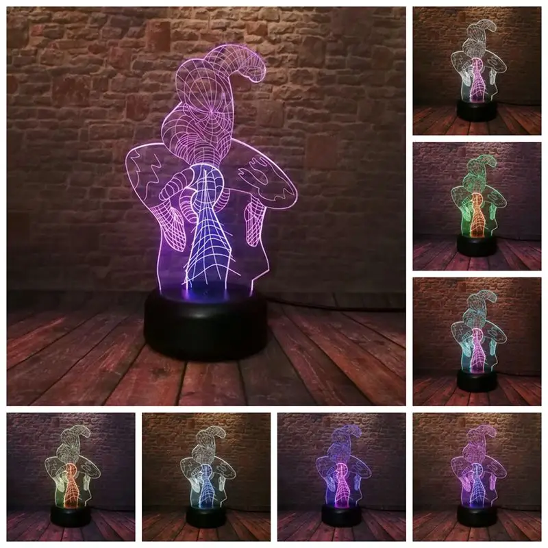 

Marvel Floating Spiderman Figurines Model 3D Nightlight LED Mixed Color Light The Avengers Spider-man Figure Toys