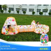 Kids 3pcs/set Pool-Tube-Teepee Toy Tents Pop-up Child Crawling Pipeline Tunnel Huge Game Pool Lodge Tent Toy With Balls 985-Q65 free delivery black color inflatable helmet and tunnel tent hot sale nylon cloth blow up helmet tunnel for toy tents