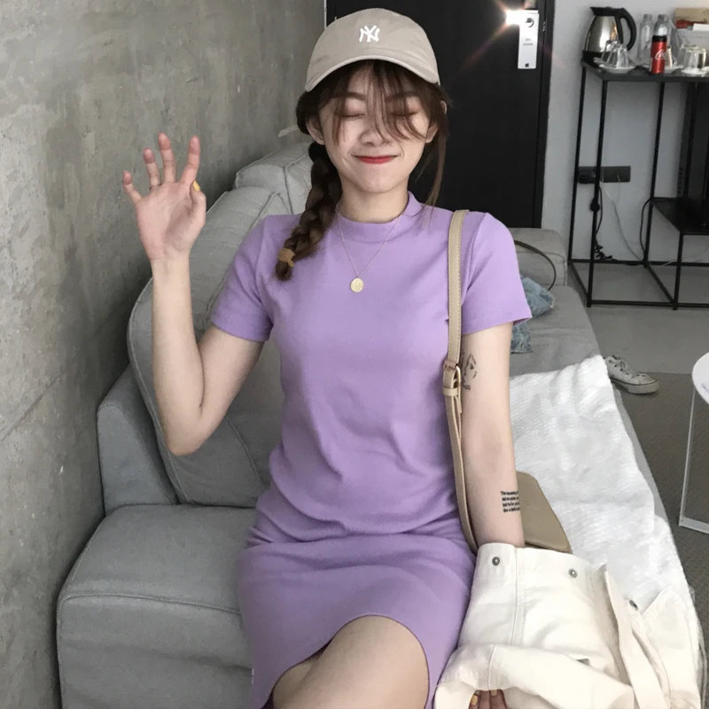 

2019 New Summer Dress Women Vintage Solid Sexy Bodycon Vestidos Elegant Short Sleeve Slim Female Dresses 4 Colors High Quality