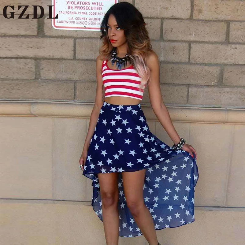 GZDL Fashion Women Summer Streetwear Skirts Casual Chiffon High Waist