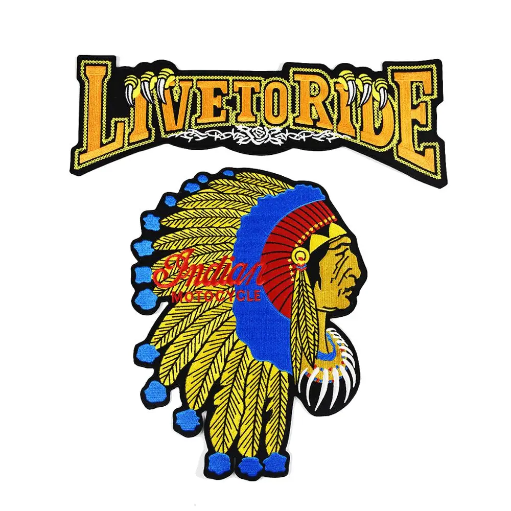 

Live To Ride Indian Patches for Clothing iron on biker patch jacket sticker jeans vest Embroidery applique DIY accessories