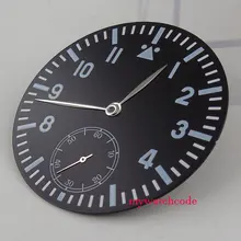 38.9mm black dial fit ETA 6498 ST movement Watch Case blue Luminous 49(Dial+hands