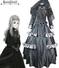 Envío Libre Negro Mayordomo Kuroshitsuji Reina Victoria Negro Lolita Vestido de Cosplay del Anime
