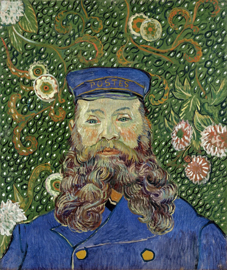 

canvas paintings masterpiece reproduction Portrait of the Postman Joseph Roulin, c.1889 By: Vincent van Gogh