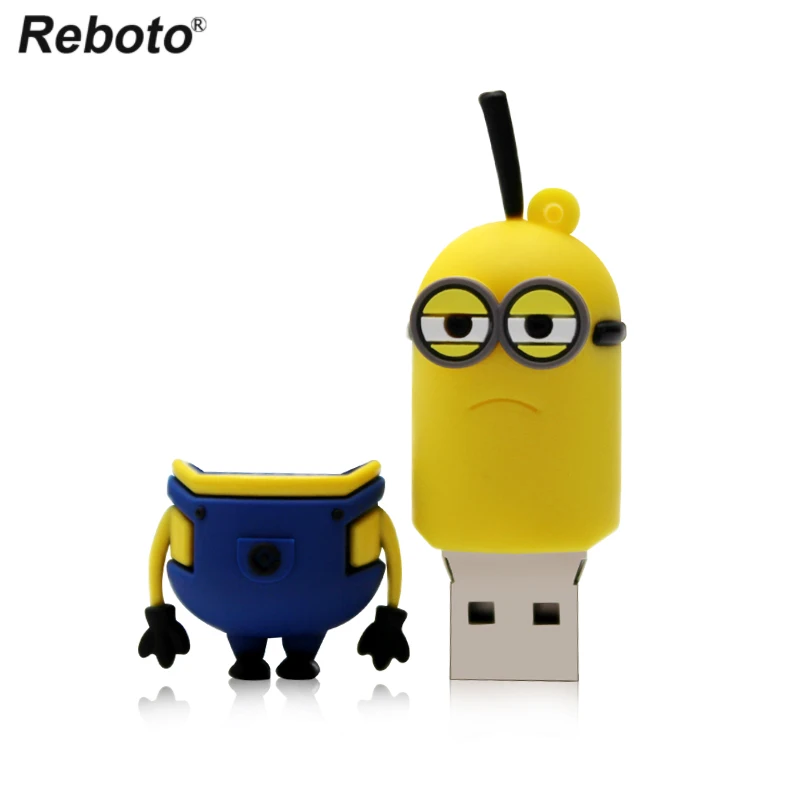 Retobo Usb 2,0, USB флешка, 32 ГБ, флеш-накопитель, 64 ГБ, последняя новинка, Миньоны, милый смайлик, 4 ГБ, 8 ГБ, 16 ГБ, мультяшный, Мини, портативный, водонепроницаемый