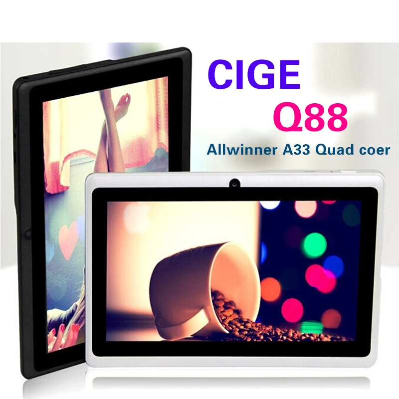 Большая скидка! 7 дюймов tablet 4 ядра Q88 Allwinner A33 планшет двойной Камера Android 4.4.2 512 МБ/8 ГБ tablet pc HOT