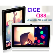 Большая скидка! 7 дюймов tablet Quad Core Q88 Allwinner A33 tablet Двойная Камера Android 4.4.2 512 МБ/8 ГБ tablet pc HOT