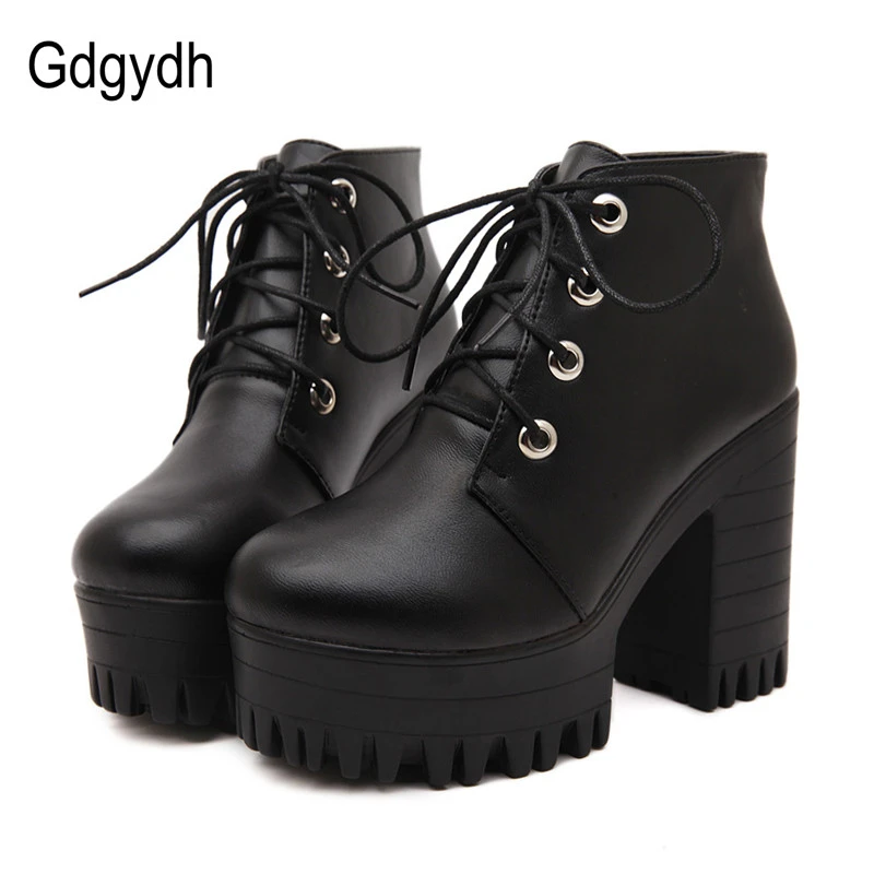 Details about / Womens Gothic Rivets High Block Heel Round Toe Ankle Motorcycle Boots Punk Shoes