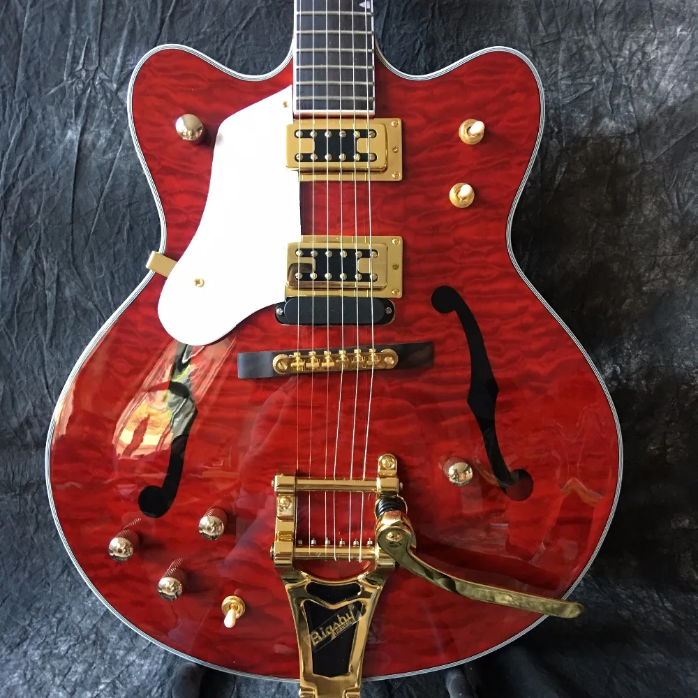 

Custom shop- Gretsch brian setzer Semi Body Hollow Jazz Electric Guitar Bigsby Tremolo Gold Hardware Free Shipping