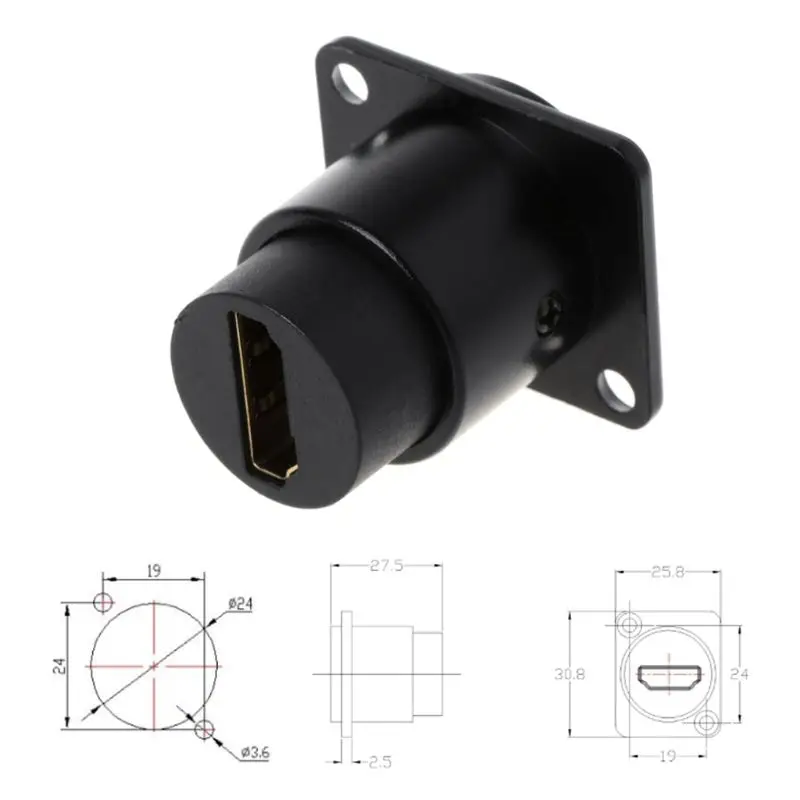 HDMI D-type RJ45 Socket Network Plug Chassis Panel Mount Audio Connector Metal HD Aviation Cable Cat5e Cat6 electrical socket power socket