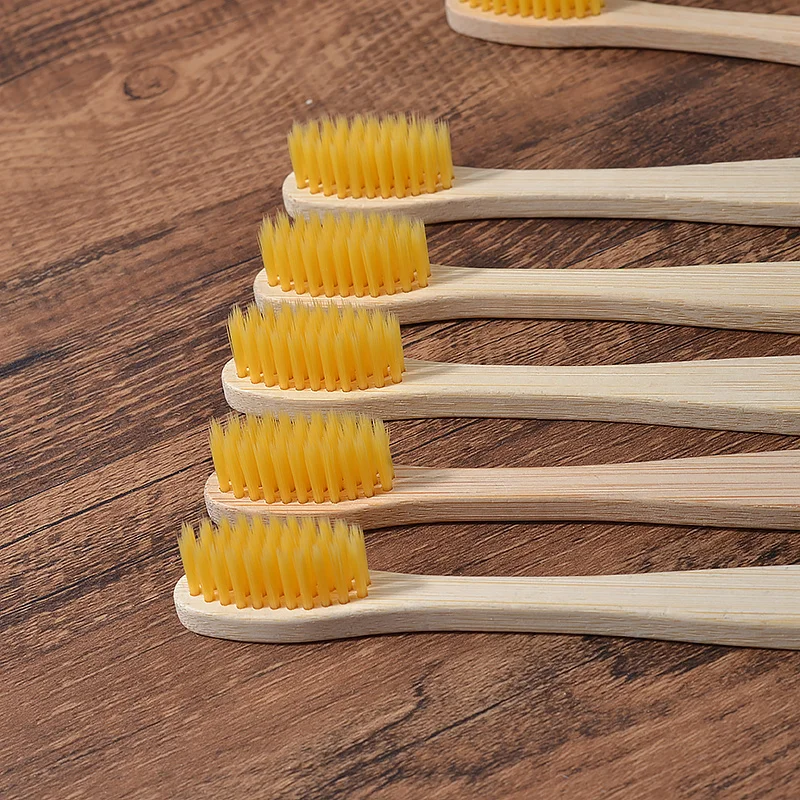 Nieuwe Ontwerp Gemengde Kleur Bamboe Tandenborstel Eco Vriendelijke Houten Tandenborstel Zachte Haren Tip Houtskool Volwassenen Oral Care Tandenborstel