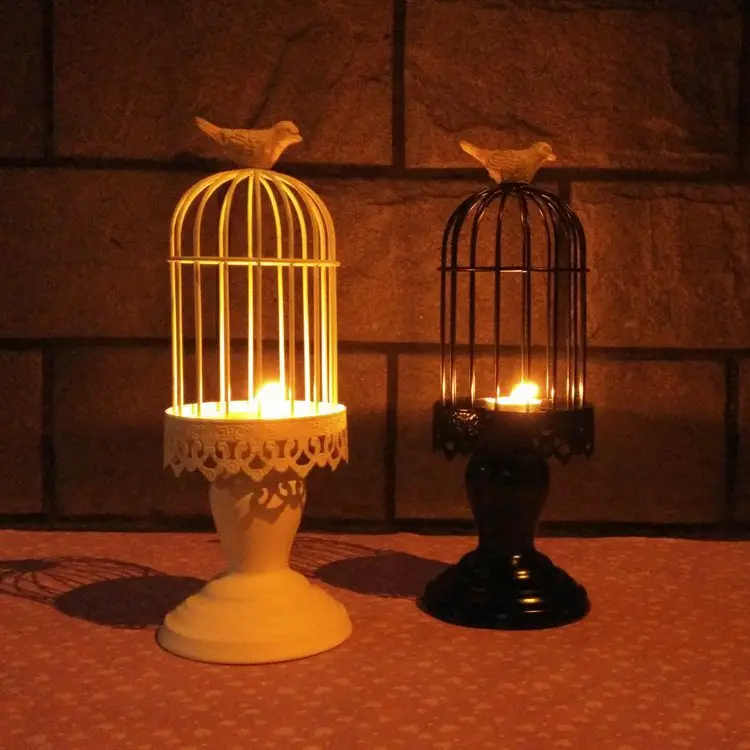 Creative Decorative Lantern Elegant Candle Holder Bird Cage Candlestick
