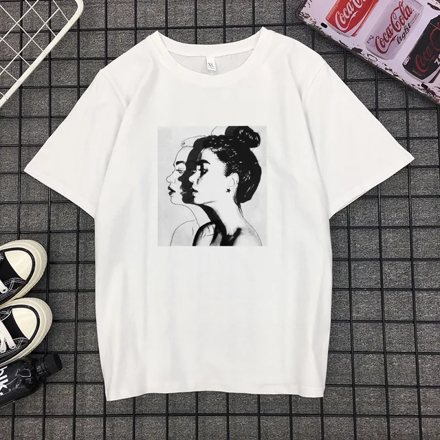 EACHIN 2019 Fashion Cool Print Female T-shirt White Cotton Women Tshirts Summer Casual Harajuku T Shirt Femme Top