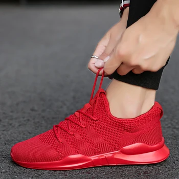 

Breathable Men Sneakers Male Shoes Adult Red Black Gray High Quality Comfortable Non-slip Soft Mesh Men Shoes 2018 Summer New