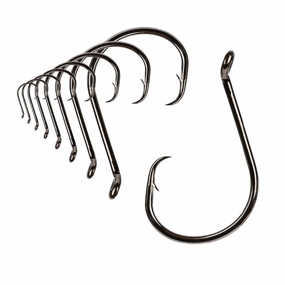 100pcs fishhook 7381 fishing Hooks  Sport Cirle Hook black color Jig Big Hook