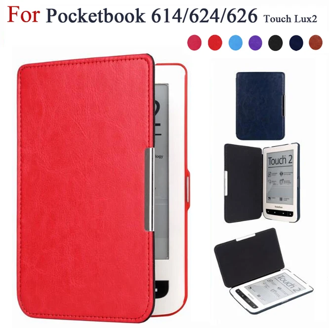 Ультратонкий защитный чехол из искусственной кожи для pocketbook touch lux 3 Рубиновый