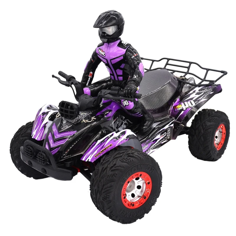 Purple Keliwow 2.4G Four-Wheel Drive High Speed Car Desert Off-Road Remote Control Racing Toy - Color: Purple