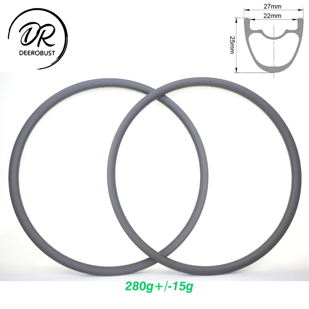 

280g 29er Carbon Mountain Bike Rims 25mm x 27mm XC 29" MTB Hookless Tubeless Clincher Cross Country Bicycle Rim UD Matte Glossy
