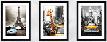 

black and white pictures canvas painting New York Safari yellow taxi Paris modern style decoration art home deco