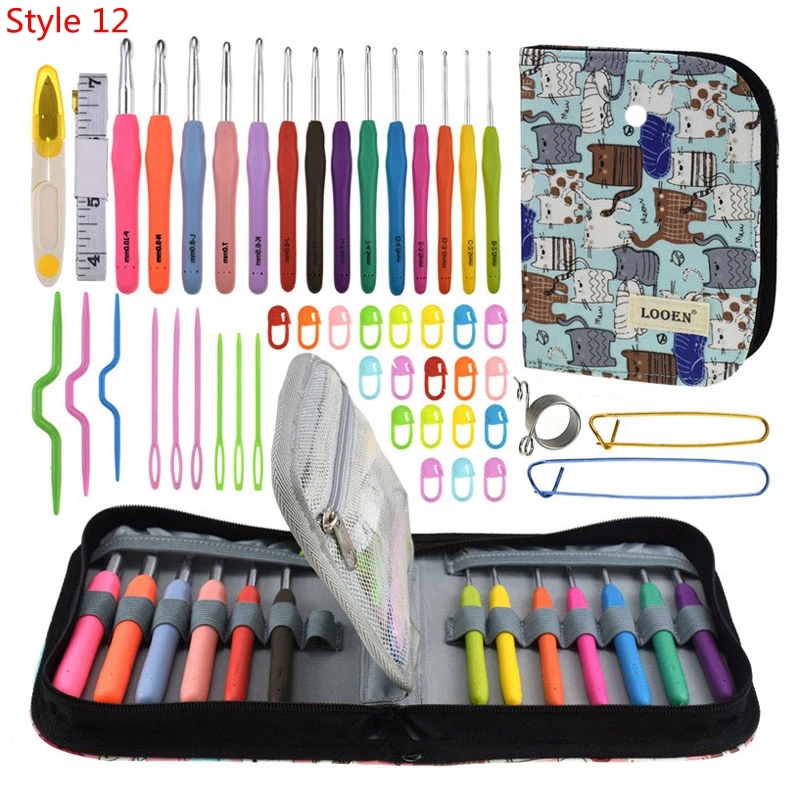 35 Styles Set Crochet Hook Set With Yarn Knitting Needles Sewing Tools Set Knit Gauge Scissors Stitch Holder Hook For Knitting - Цвет: Style 12