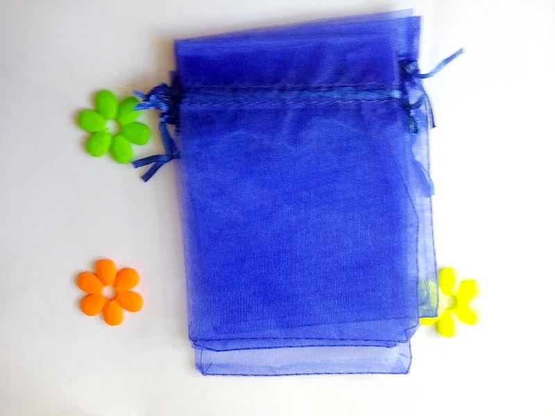 

50pcs 15*20cm Royal Blue Organza Gift Bag Jewelry Packaging Display Bags Drawstring Pouch For Bracelets/necklace Mini Yarn Bag