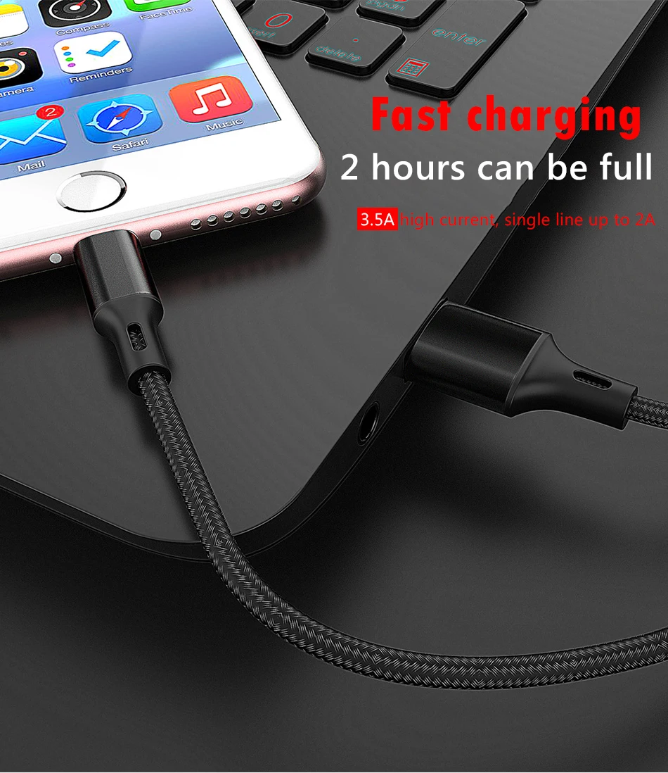 NOHON 3.5A 3 in 1 USB Cable Lighting For iPhone X 8 XS MAX XR 7 6 6s Plus Micro USB Type C For Xiaomi 6 Huawei Charge Cable 1 (5)