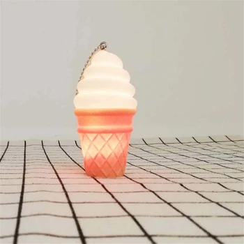 

Novelty Ice Cream Shaped LED Nightlight Desk Table Light Night Lamp Kids Bedroom Decoration Key Chains Keyring Lamp Decor