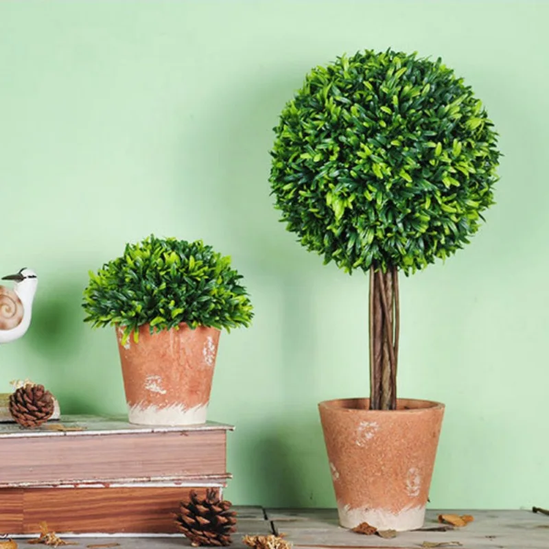 

1PC village simulation green plants potted artificial Plants flowers small bonsai ornaments Desktop home creative decoration