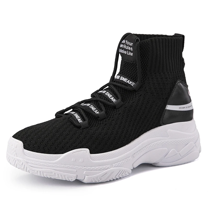 

Big Size Sneakers Women Men Knit Upper Breathable Sport Shoes Chunky Shoes Top Running Shoes For male female Socks shoes light