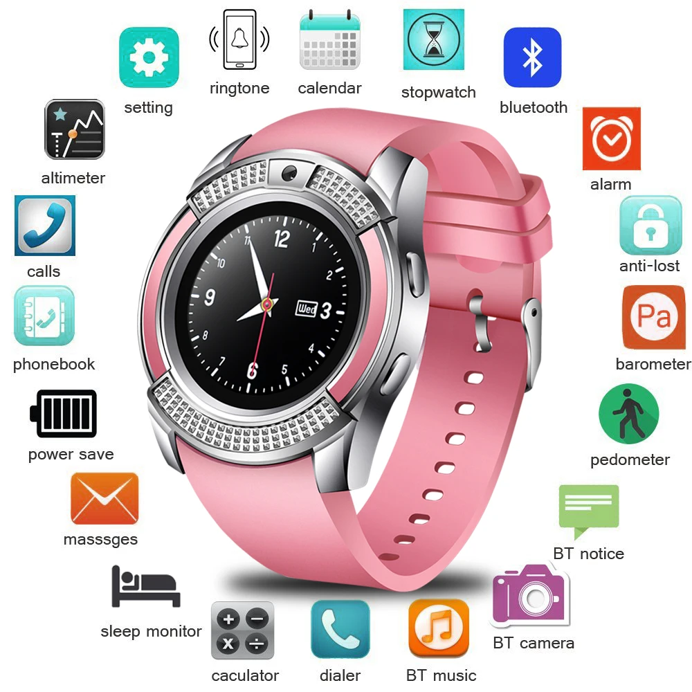 BANBANGWEI Men Women Smart Watch WristWatch Support With Camera Bluetooth SIM TF Card Smartwatch For Android Phone Couple Watch