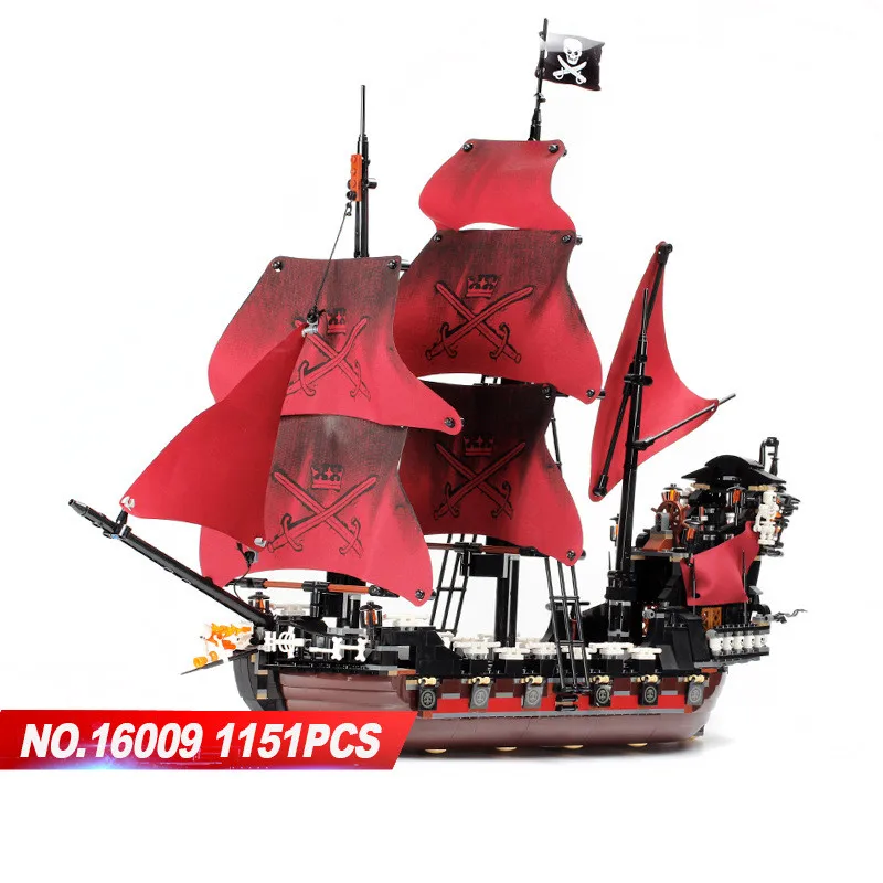 

16009 Building Blocks 1151pcs Queen Anne's Revenge Pirates of the Caribbean Bricks Legoing 4195 Toys for Kids Gift