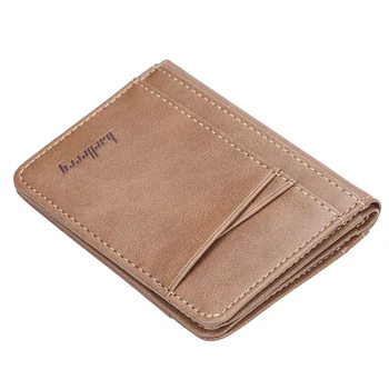 

Vintage Pu Leather Slim Men's Wallets Solid Business Card Holders 2 ID Windows Bifold Short Money Bags Luxury Design Purses Male