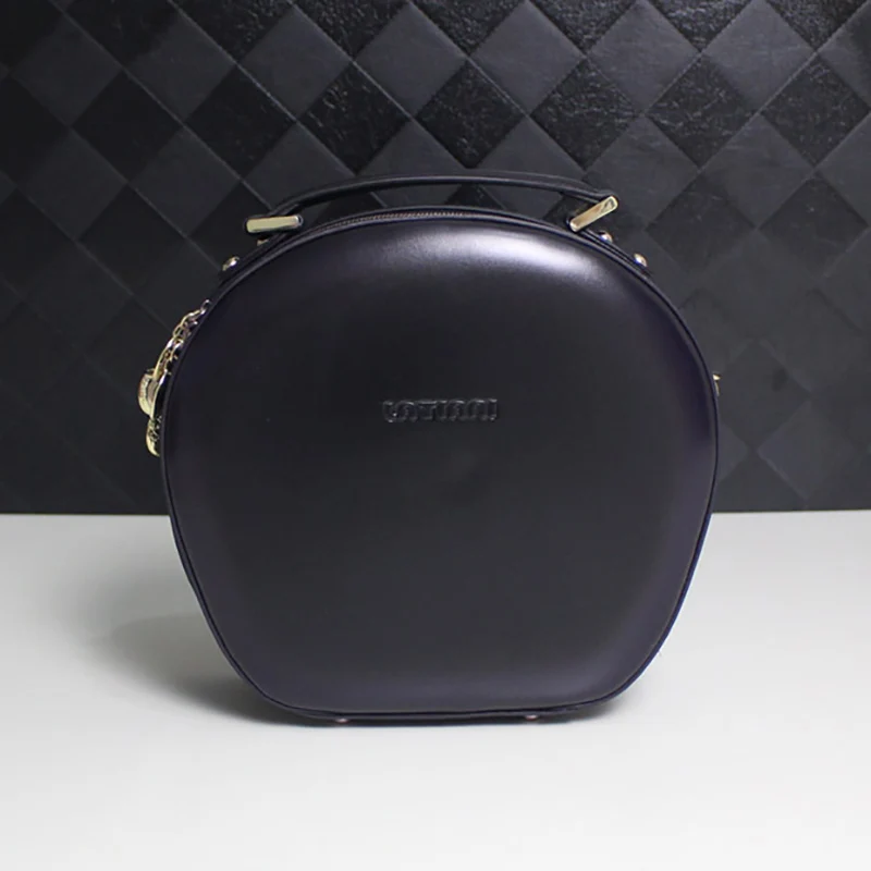  Stylish Women Handbag Genuine Leather Personalized Round Handbags 2019 Portable Shoulder Sling Bags
