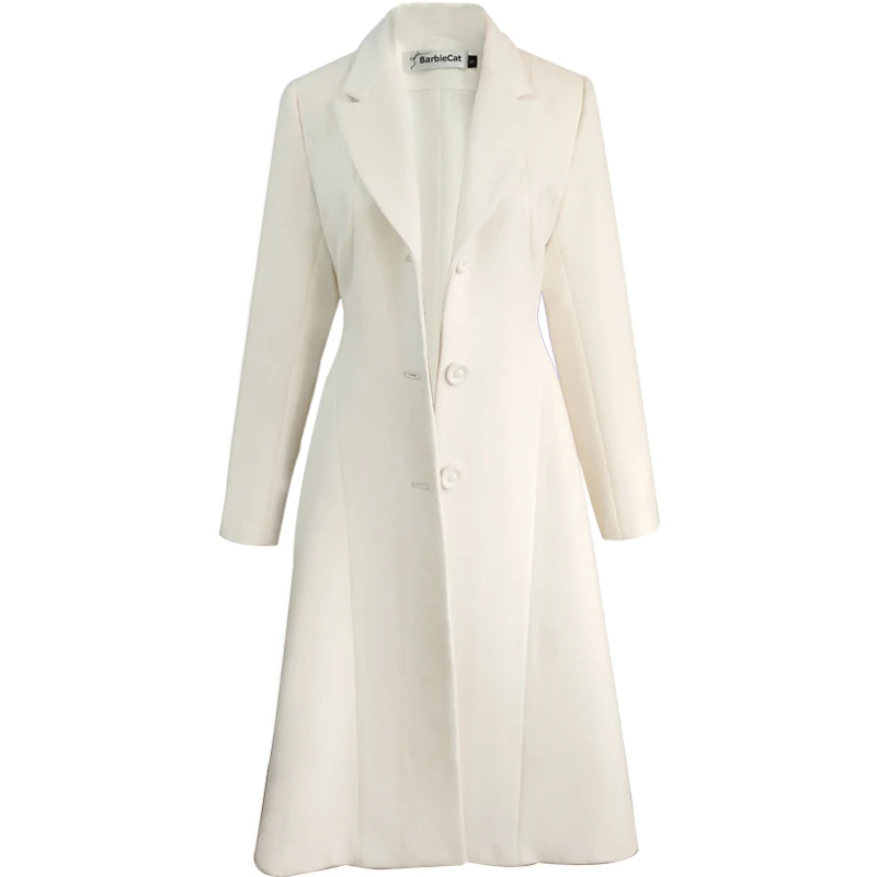 woolen coats high quality Long winter coat women White Coat slim single breasted wool blends coat