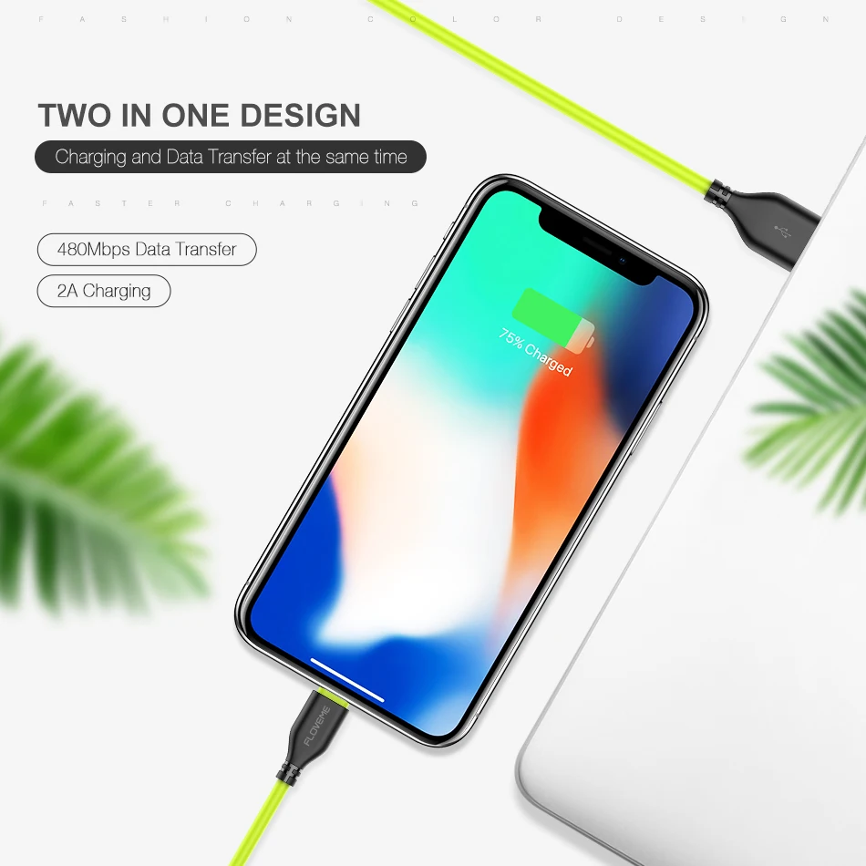 FLOVEME كابل يو اس بي ل فون 7 8 X 2.2A مزامنة 0.3 m 1 m كابلات الهاتف المحمول ل ابل اي فون 10 6 7 8 زائد 5 s شاحن كابو