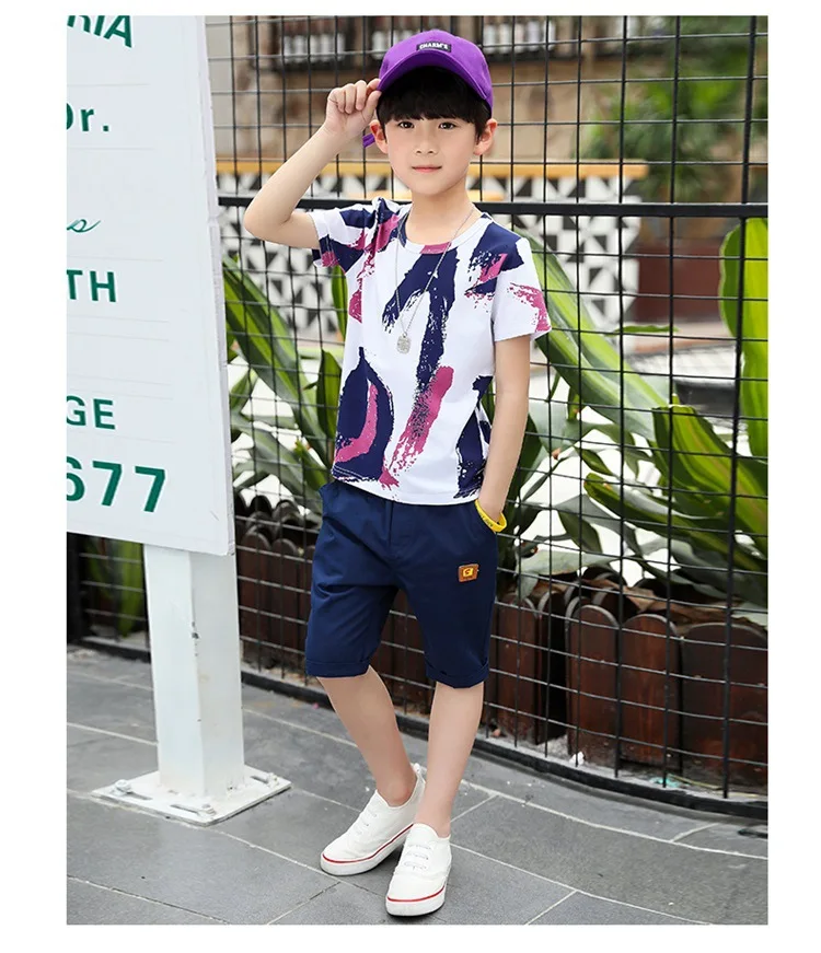 New Baby Boy Summer Clothes Set For Toddler Kids Clothing Cartoon Printed Short Sleeve T-shirt + Pants Boy Suit Sports Two-piece (6)