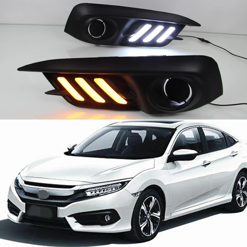 

Car Flashing 2 pcs For Honda Civic 2016 2017 2018 DRL LED Driving Daytime Running Light DRL Relay Daylight free shipping