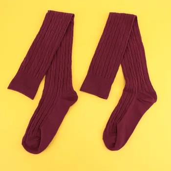 

Women Warm Long Stocking 70cm Knit Crochet Knee Socks Winter Autumn Cotton Thigh High Over The Knee Stockings For Ladies