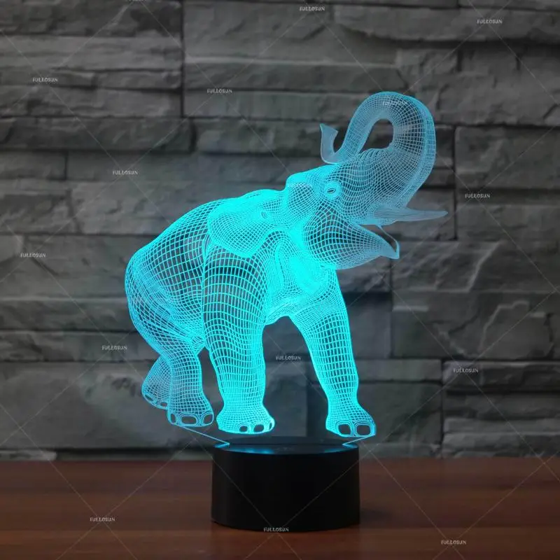 Животное слон 7 цветов Изменение 3d ночник Led настольная детская лампа подарок Фуле Прямая с фабрики 3d светильники