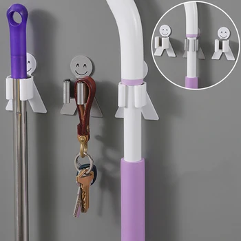 

Punch Free Wall Mounted Storage Rack Mop Broom Holder Clip Wall Holder Kitchen Bathroom Wall Broom Mops Racks
