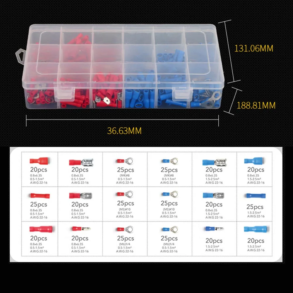 

400pcs Crimp Connectors Electrical Crimp Terminals with Different Sizes Insulated Terminal Set LO88