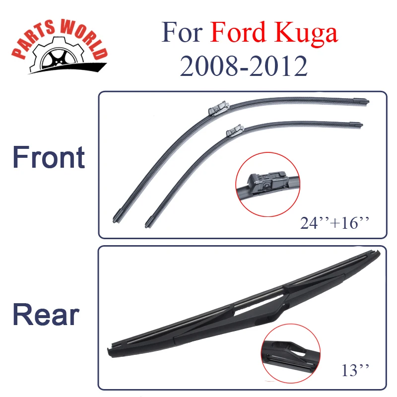 Combo Rubber Front And Rear Wiper Blades For Ford Kuga 2008-2012,Windscreen Wipers Car Accessories 24''+16'' Combo Rubber Front And Rear Wiper Blades For Ford Kuga 2008-2012,Windscreen Wipers Car Accessories 24''+16''