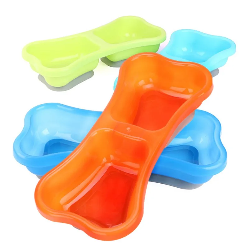 Pet Dog Supplies Dog Bowl with Super Suction Cup Candy Color Double
