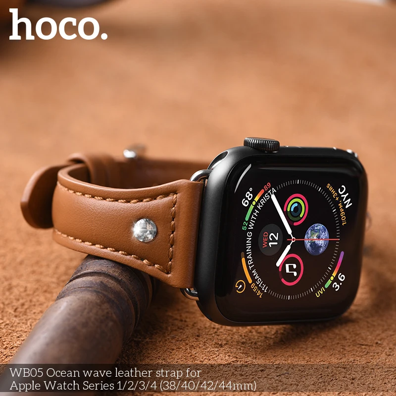 Женский браслет Hoco, ремешок для Apple watch, серия 4, 3, 2, 1, Алмазный ремешок из натуральной кожи для Iwatch, 38 мм, 42 мм, 40 мм, 44 мм