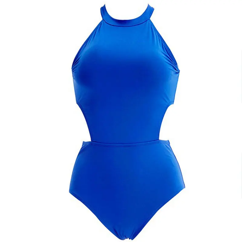 Women's Bathing Suit Halter High Neck One Piece Swimsuit Backless Side