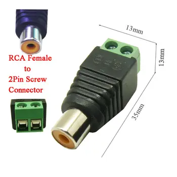 

RCA Female plug, RCA Female connector RCA plug to 2pin connector RCA plug to screw terminal for CCTV