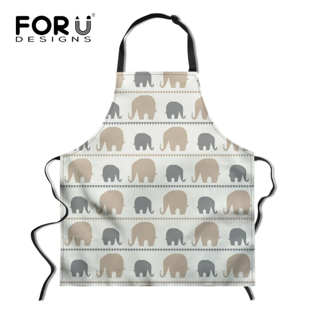 

FORUDESIGNS Funny Kitchen Apron Cute Elephant Printed Sleeveless Polyester Cooking Aprons for Men Women Home Cleaning Tools