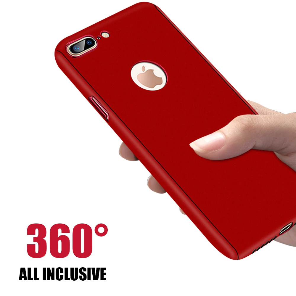 360 градусов полный защитный чехол для iPhone 5S SE 6 6s 7 8 Plus X чехлы со стеклянной крышкой
